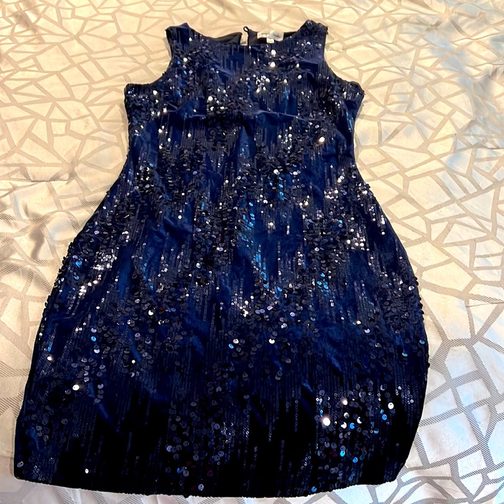 Dark blue sequin mini dress